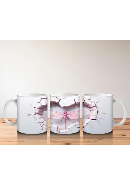 Pembe Damarlı Kalp Desenli Çift Yusufçuk – Baskılı Kahve Kupası indirimleri