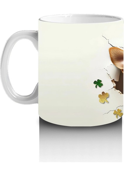 St. Patrick Şapkalı Neşeli Corgi Deseni – Baskılı Kahve Kupası fiyatları
