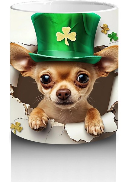 St. Patrick Şapkalı Neşeli Corgi Deseni – Baskılı Kahve Kupası modelleri