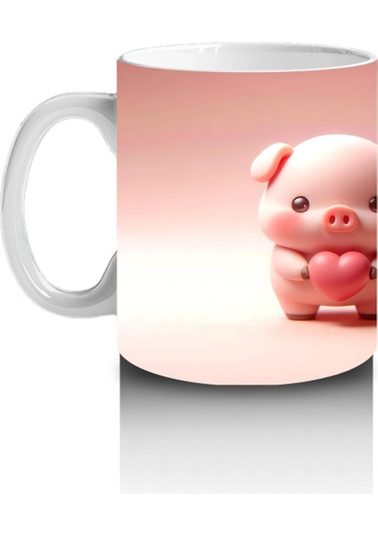 Ön ve Arka Yüzüyle Sevimli Domuz Maskotlar – Baskılı Kahve Kupası fiyatları