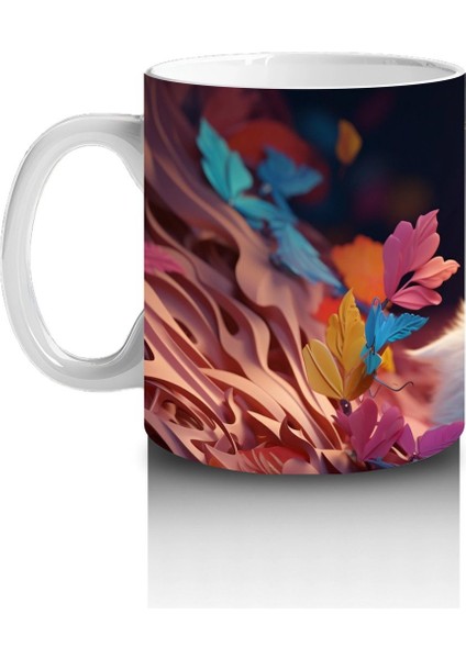 Sonbahar Yaprakları Arasında Mavi Gözlü Kedi – Baskılı Kahve Kupası fiyatları