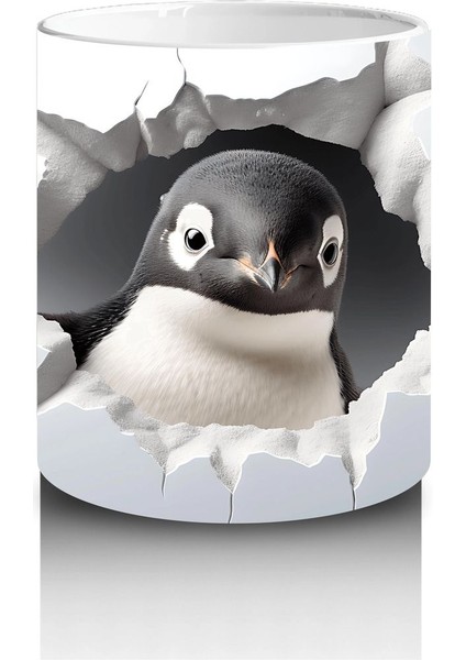 Çatlak Duvardan Bakan Meraklı Penguen – Baskılı Kahve Kupası modelleri
