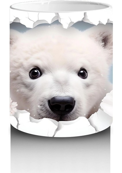 Beyaz Çiçekler Arasında Bakan Kutup Ayısı – Baskılı Kahve Kupası modelleri