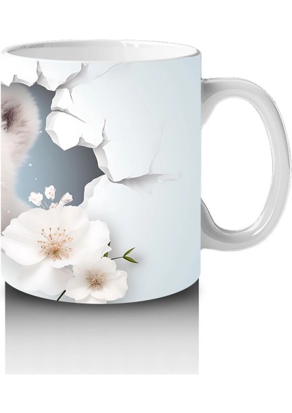 Beyaz Çiçekler Arasında Bakan Kutup Ayısı – Baskılı Kahve Kupası fırsatları