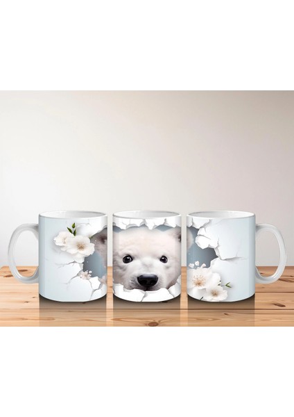 Beyaz Çiçekler Arasında Bakan Kutup Ayısı – Baskılı Kahve Kupası indirimleri