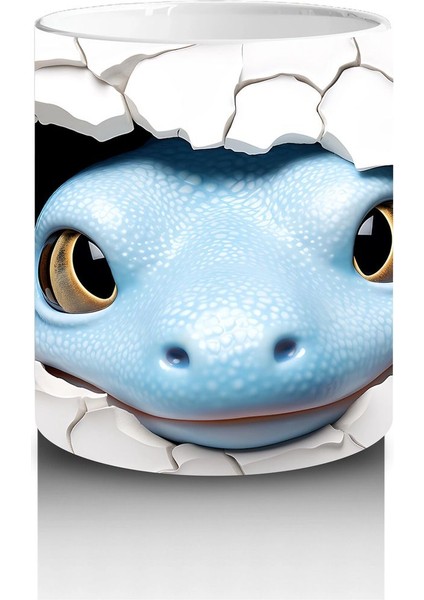 Beyaz Çiçekler Arasında Suda Yüzen Mavi Kaplumbağa – Baskılı Kahve Kupası modelleri