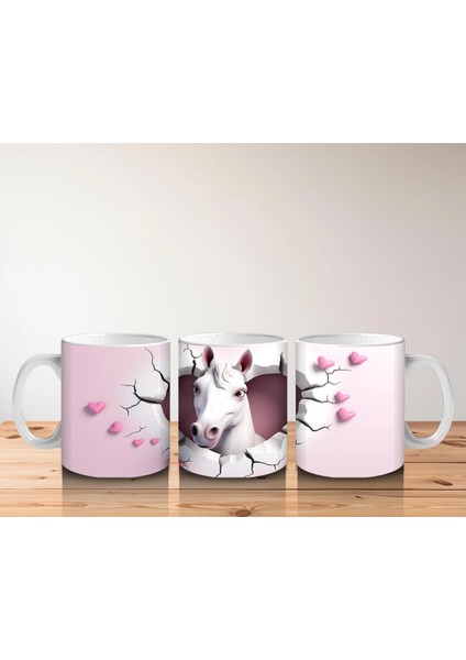 Pembe Duvar Arasında Romantik At Figürü – Baskılı Kahve Kupası indirimleri
