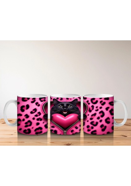 Siyah Kediler ve Pembe Kalp – Baskılı Kahve Kupası indirimleri