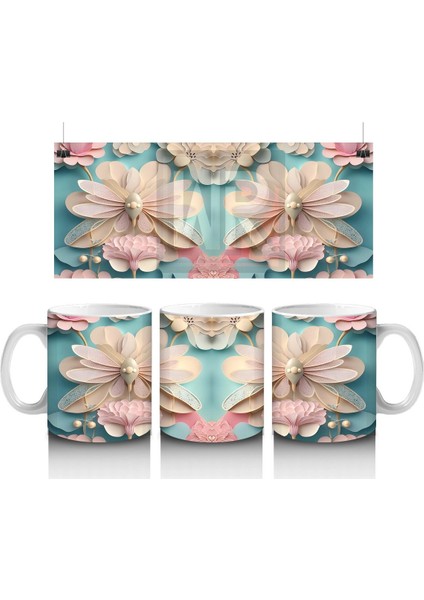 Simetrik Rölyef Kelebek Deseni – Baskılı Kupa