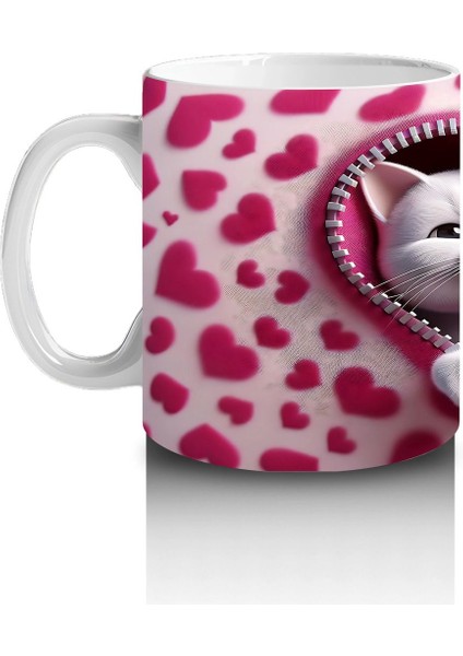 Kalpli Çerçevede Sarılmış Iki Sevimli Kedi – Baskılı Kahve Kupası fiyatları