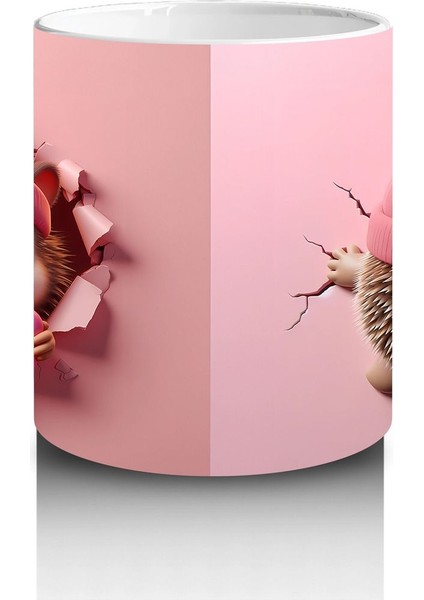 Sevimli Bebek ve Bere Takmış Oyuncak Kirpi – Baskılı Kahve Kupası modelleri