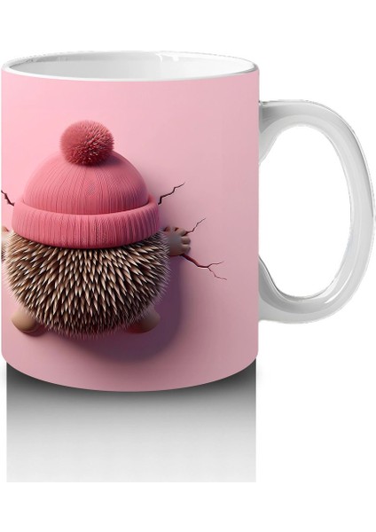 Sevimli Bebek ve Bere Takmış Oyuncak Kirpi – Baskılı Kahve Kupası fırsatları