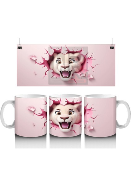 Pembe Kalplerle Süslenmiş Sevimli Köpek – Baskılı Kahve Kupası