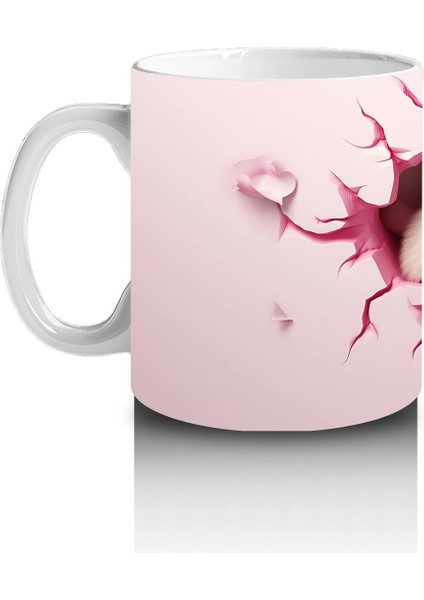 Pembe Kalplerle Süslenmiş Sevimli Köpek – Baskılı Kahve Kupası fiyatları