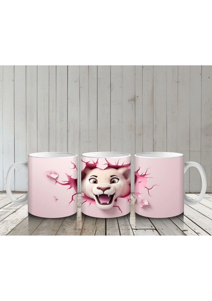 Pembe Kalplerle Süslenmiş Sevimli Köpek – Baskılı Kahve Kupası