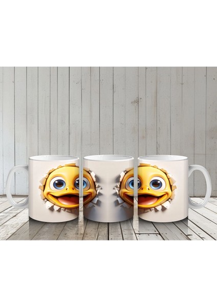 Sevimli Sarı Yüzler ve Komik Ifadeler – Baskılı Kahve Kupası