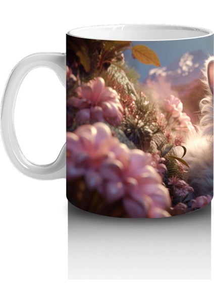 Çiçek Bahçesi Arasında Parlayan Kedi – Baskılı Kahve Kupası fiyatları