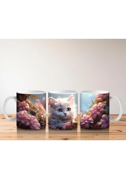 Çiçek Bahçesi Arasında Parlayan Kedi – Baskılı Kahve Kupası indirimleri