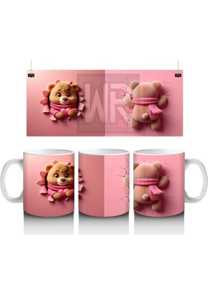Sevimli Maskot ve Peluş Ayıcık – Baskılı Kahve Kupası