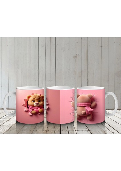 Sevimli Maskot ve Peluş Ayıcık – Baskılı Kahve Kupası