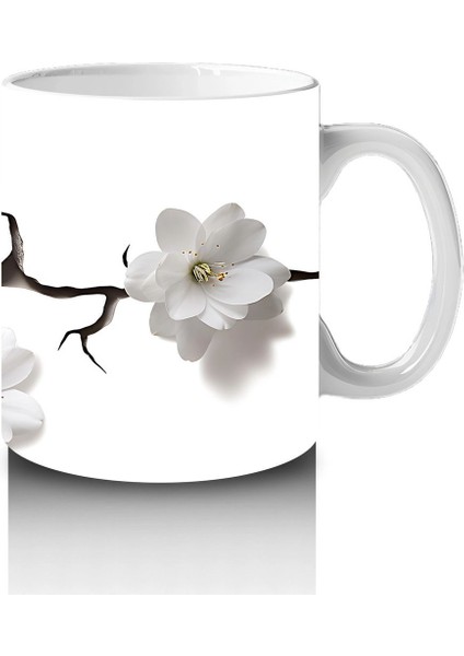 Beyaz Çiçeklerle Kaplı Siyah Kedi – Baskılı Kahve Kupası fırsatları