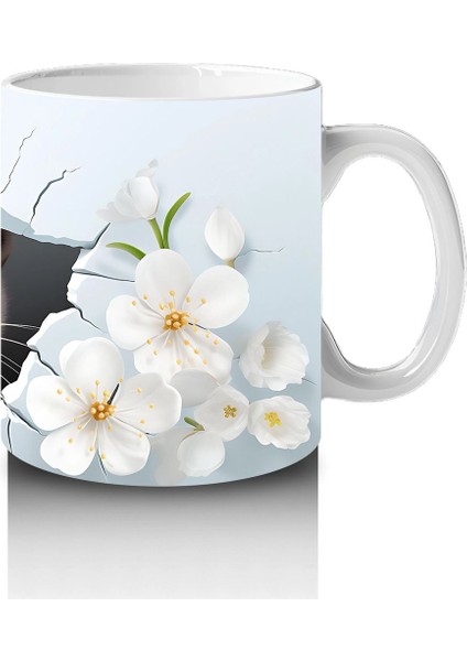 Beyaz Çiçeklerle Süslenmiş Sevimli Su Samuru – Baskılı Kahve Kupası fırsatları