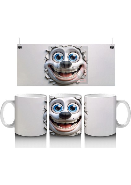 Gözleriyle Gülen Karikatür Yüz – Baskılı Kahve Kupası