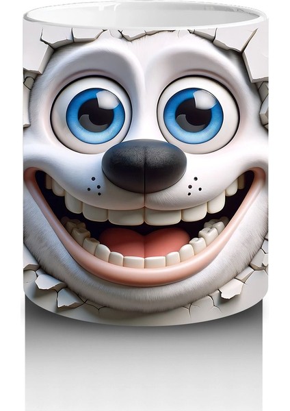 Gözleriyle Gülen Karikatür Yüz – Baskılı Kahve Kupası modelleri