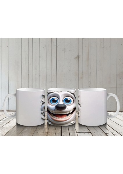 Gözleriyle Gülen Karikatür Yüz – Baskılı Kahve Kupası