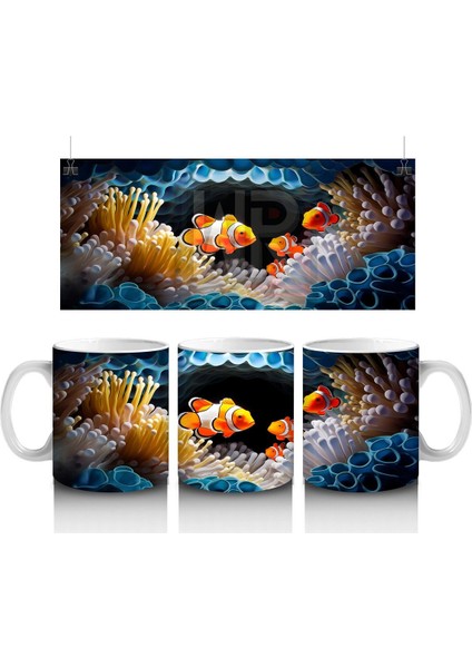 Mercan Kayalıklarında Palyaço Balıkları – Baskılı Kahve Kupası