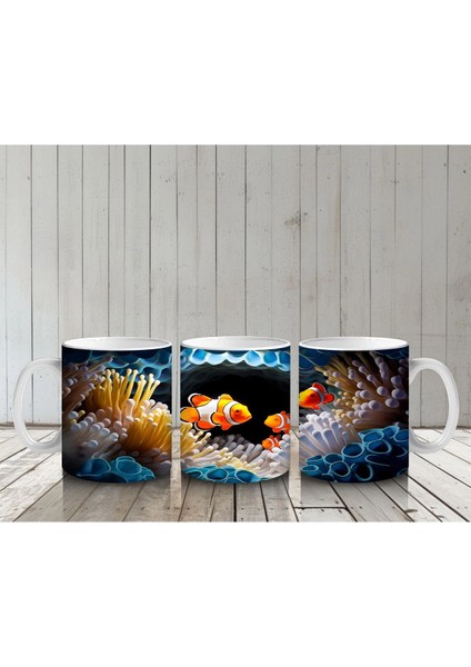 Mercan Kayalıklarında Palyaço Balıkları – Baskılı Kahve Kupası