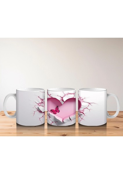 Kalpli Oyuk Zeminde Sevimli Kelebek Figürü - Baskılı Kahve Kupası indirimleri