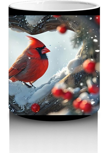 Kış Manzarasında Kardinal Kuşları – Baskılı Kupa modelleri