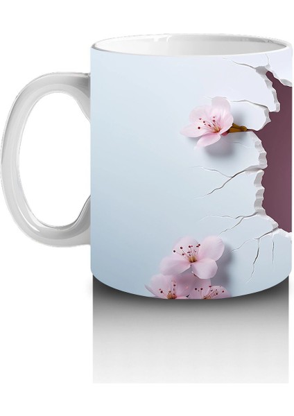 Kiraz Çiçekleri Arasında Neşeli Beyaz Yavru Köpek – Baskılı Kupa fiyatları