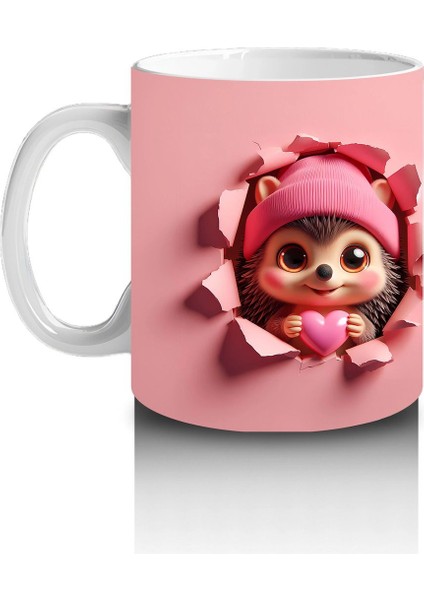 Sevimli Kız ve Bere Detaylı Kalp Çatlak – Baskılı Kupa Bardak fiyatları