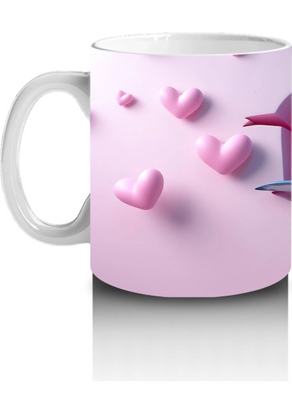 Kalp Şeklinde Çatlakta Bakan Sevimli Köpek Balığı – Baskılı Kupa Bardak fiyatları