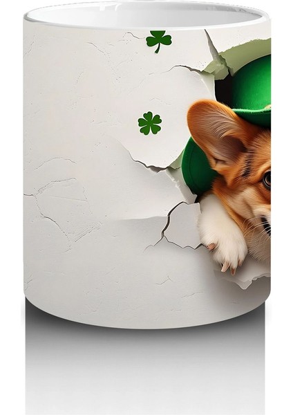 Yoncalı Kostüm Giymiş Sevimli Corgi - Baskılı Kahve Kupası modelleri