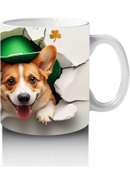 Yoncalı Kostüm Giymiş Sevimli Corgi - Baskılı Kahve Kupası fırsatları