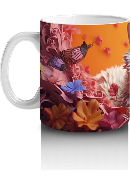 Renkli Arka Planda Tüylü Beyaz Kedi – Baskılı Kahve Kupası fiyatları