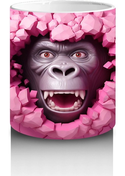 Kalpli Pembe Çatlağı Yırtan Komik Gorilla – Baskılı Kahve Kupası modelleri