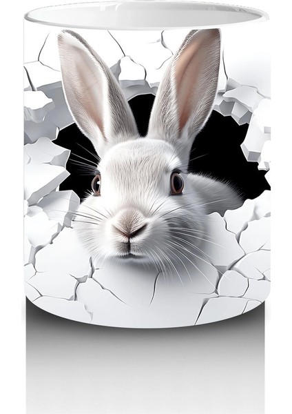 Duvarı Delen Meraklı Tavşan – Baskılı Kahve Kupası modelleri