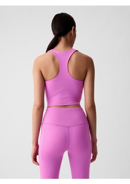Kadın Pembe Halter Yaka Crop Spor Üst