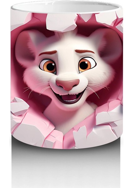 Kalpli Pembe Çatlak Duvar Arasında Aşk Teması – Baskılı Kahve Kupası modelleri