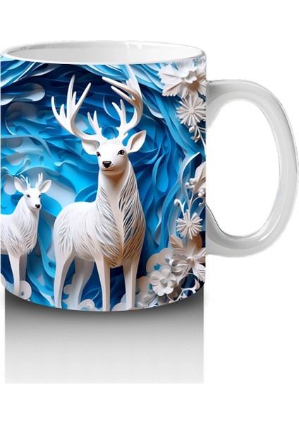 Buzlu Orman Arasında Beyaz Geyikler – Baskılı Kahve Kupası fırsatları
