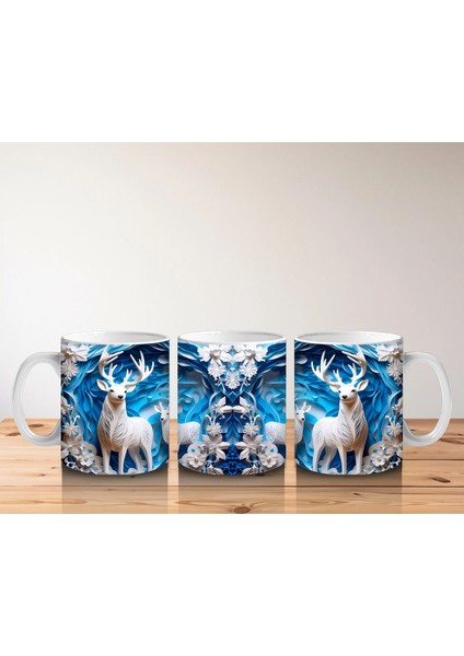 Buzlu Orman Arasında Beyaz Geyikler – Baskılı Kahve Kupası indirimleri