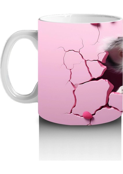 Çatlak Duvar Arasında Pembe Temalı Sevimli Koala - Baskılı Kahve Kupası fiyatları