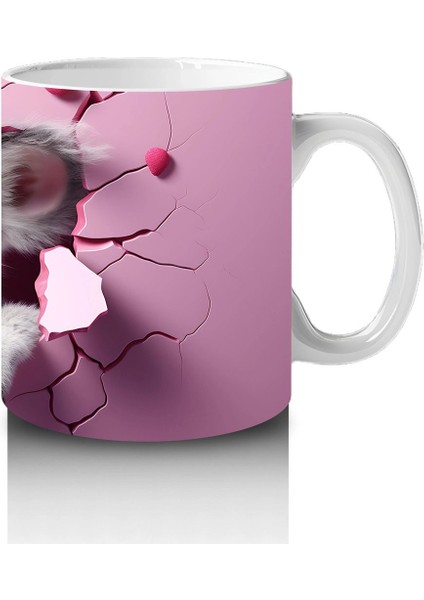 Çatlak Duvar Arasında Pembe Temalı Sevimli Koala - Baskılı Kahve Kupası fırsatları
