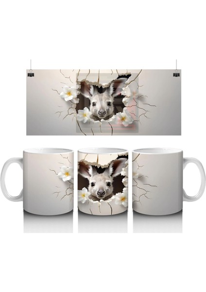 Kırık Duvar Arasında Sevimli Geyik – Baskılı Kahve Kupası