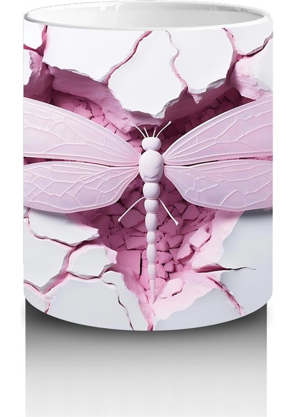 Çatlak Arka Planlı Pembe Kanatlı Kelebek – Baskılı Kupa modelleri