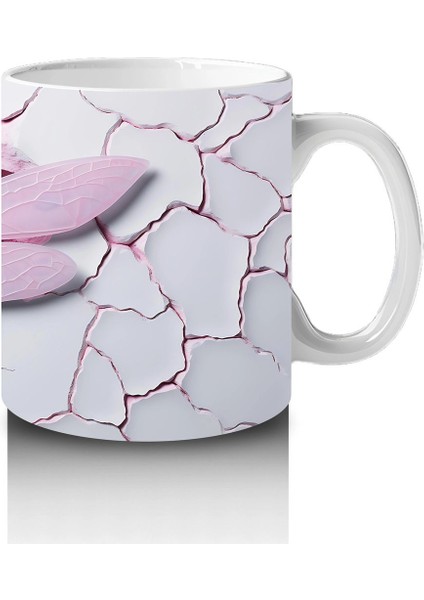 Çatlak Arka Planlı Pembe Kanatlı Kelebek – Baskılı Kupa fırsatları